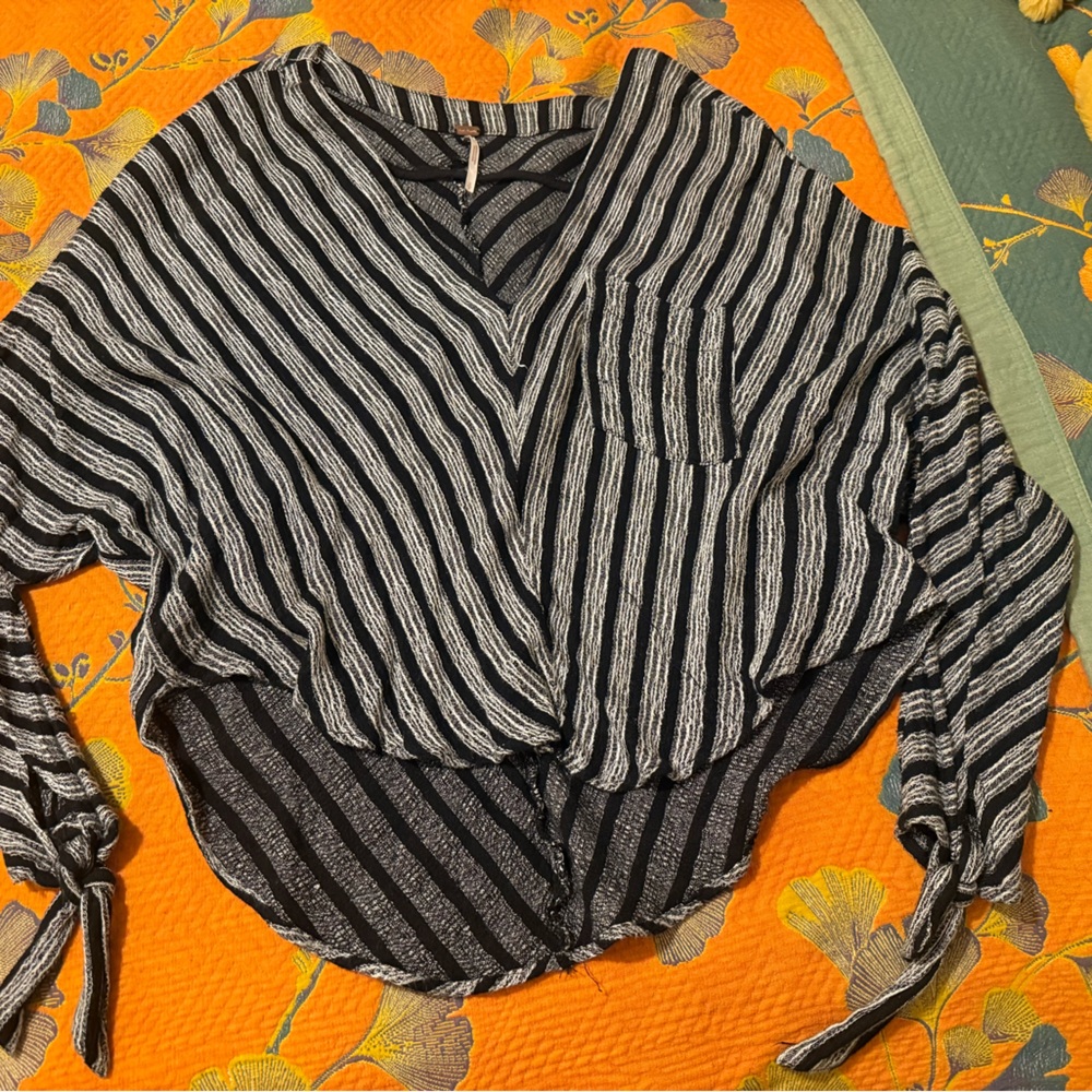 Free People Morning Black and White Striped Dolman Blouse Size S